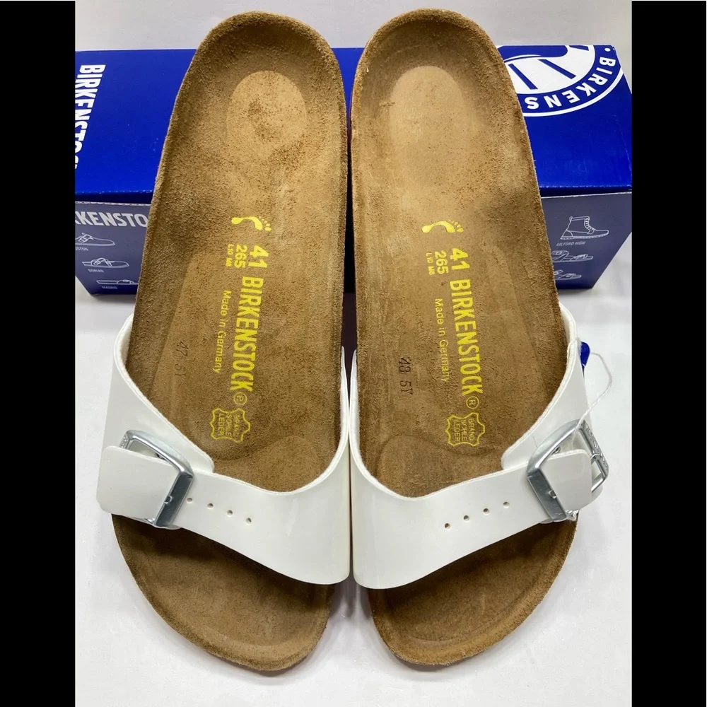 NEW Birkenstock Madrid Women’s Patent Birko-Flor Adjustable Buckle Sandals Slide - Picture 3 of 10